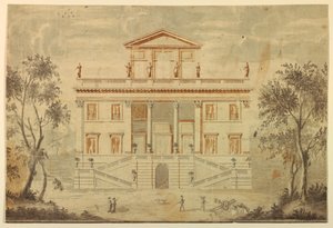 Tekening, gevel van een villa, 1750-70 door Paolo Posi