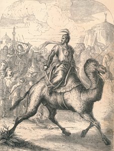 Saladin ontsnapt op een snelle dromedaris, 1869 door Paolo Priolo