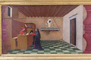 Predella van de ontheiliging van de hostie (detail) door Paolo Uccello