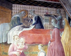 De Geboorte van de Maagd (detail) door Paolo Uccello