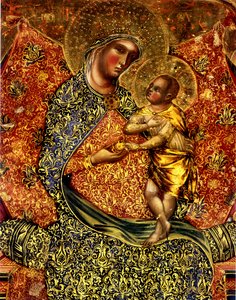 Madonna en Kind op de troon met twee engelen door Paolo Veneziano