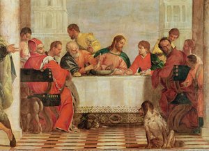 Detail van Het feest in het huis van Levi, 1573 (detail) door Paolo Veronese