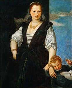 Portret van een Vrouw met een Kind en een Hond Isabella Guerrieri Gonzaga Canossa