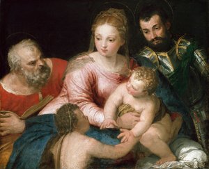 De Heilige Familie met de jonge Sint Jan de Doper en Sint Joris, begin 1550s door Paolo Veronese