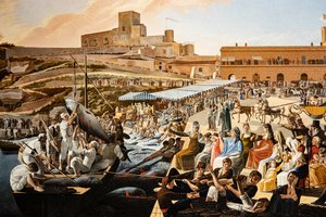 De tonijnvangst in Solanto in aanwezigheid van de koninklijke familie door Paolo de Albertis