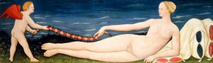 Venus op Kussens met een Bloemenkrans en een Putto door Paolo di Stefano Badaloni Schiavo