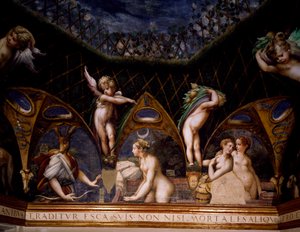 Diana verandert Actaeon in een hert, scène uit de mythe van Diana en Actaeon