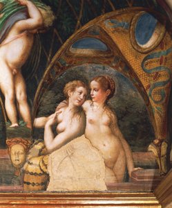 Paar nimfen, uit de mythe van Diana en Actaeon door Parmigianino