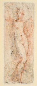 Vrouwelijke figuur - studie voor de Steccata (verso) door Parmigianino
