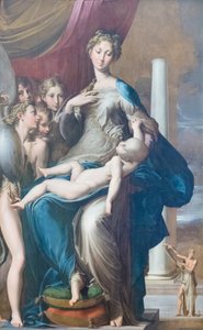 Madonna en kind met engelen, bekend als Madonna van de lange nek door Parmigianino (1503 40)