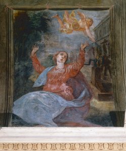 Sint-Agatha, door Parmigianino (1503-1540), fresco, Kerk van San Giovanni Evangelista, Parma, Emilia-Romagna, Italië door Parmigianino