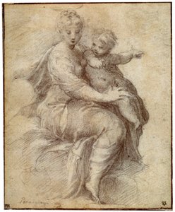 Madonna en Kind op de Wolken