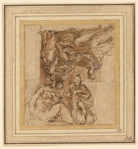 Twee studies voor een heilige familie door Parmigianino