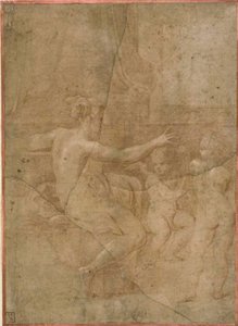 Venus met Cupido en Putto door Parmigianino