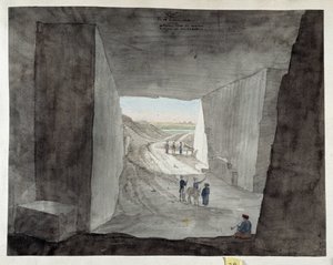Egypte. Interieurzicht van een steengroeve op de berg Kattan door Pascal Xavier (after) Coste