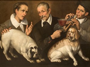 Zufolo speler, 1585-1590 door Passerotti