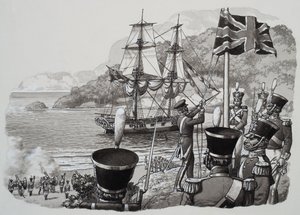 Aankomst in West-Australië op 21 januari 1827 (gouache op papier)