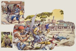 Chinese boksers (gouache op papier)