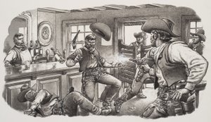 Cowboys van Oregon (gouache op papier)