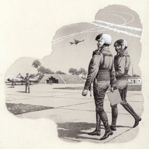 Hangers van de luchtmacht van Iraqui (gouache op papier)