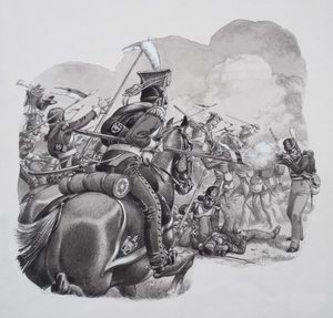 Lichte cavalerie (gouache op papier)