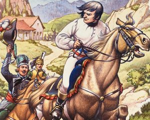 Napoleon ontsnapt ternauwernood met een Oostenrijkse cavaleriepatrouille op zijn hielen