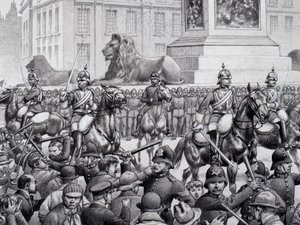 Protesten op Trafalgar Square door de armen van Londen door Pat (1907-95) Nicolle