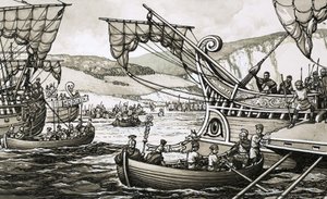De Romeinen onder Julius Caesar landden in 55 voor Christus bij Dover na een grimmige strijd