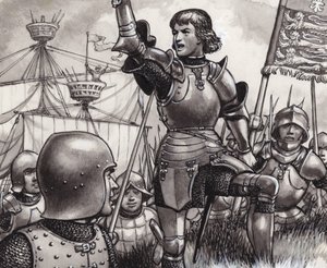 Edward, graaf van March, landend bij Ravenspur in 1471 (gouache op papier)