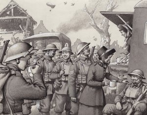 Vrouwen van het Leger des Heils tijdens de Grote Oorlog (gouache op papier) door Pat (1907-95) Nicolle