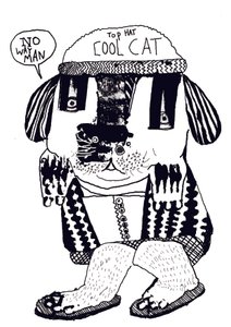 Coole kat, 2014 (inkt en olie)