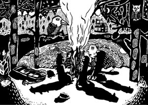 vuur in het bos, 2014 (inkt en penseel)