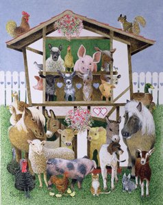 Dierenspeelhuis (olieverf op doek) door Pat Scott