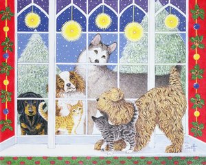 Feestje (acryl op calico) door Pat Scott