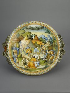 Schaal met het verzamelen van manna, waarschijnlijk Urbino, ca. 1600-20