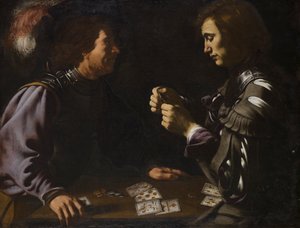 De gokkers, of Kaartspelers, schilderij door Antiveduto Grammatica in Apsley House, Londen