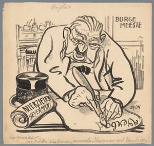 Burgemeester verbiedt Heijermans Allerzielen door Patricq Kroon (signed by artist)