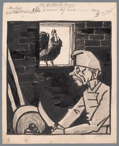 Man slijpt mes terwijl de Franse haan kraait door Patricq Kroon (signed by artist)