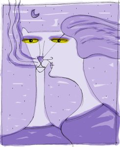 Strega del Tchesal (Chiesale): heks die in een kat verandert om mannen te bespioneren. Illustratie door Patrizia La Porta