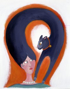 Kapsel van een vrouw dat verandert in een kat - illustratie door Patrizia La Porta door Patrizia La Porta