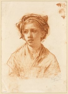 Borstbeeld van een Boerenmeisje door Paul Adolphe Rajon