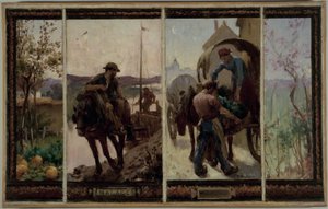 Schets voor het stadhuis van Saint-Maur-des-Fossés: Halage - Maraîchage door Paul Albert Baudouin