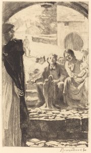 Pierre kopieert de Maagd van het portaal van de kerk van Marly, 1885 door Paul Albert Besnard