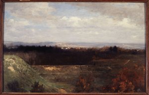 Uitzicht op Bois de Boulogne vanaf Boulevard Suchet, circa 1860 door Paul Alfred de Curzon