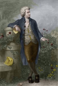 Portret van Wolfgang Amadeus Mozart (1756-1791) in Salzburg. Gravure door Paul Barfus (1823-1895). door Paul Barfus