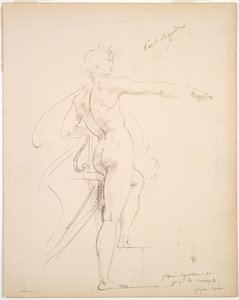 Studie van Apollo voor Marsyas recto, Gezicht in profiel verso