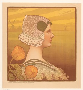 Portret van koningin Wilhelmina in klederdracht