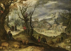 Winterlandschap door Paul Bril (copy after)