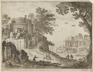 Kasteel en herders door Paul Bril