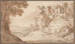 Klassiek Landschap met een Fontein door Paul Bril